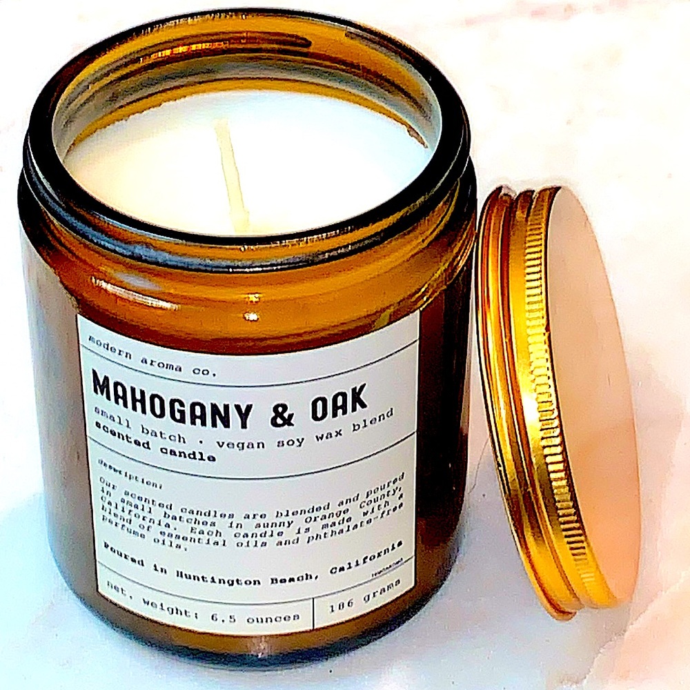 LEOBEN CO CANDLE MAHOGANY & OAK 1 WICK 6.5 oz NEW